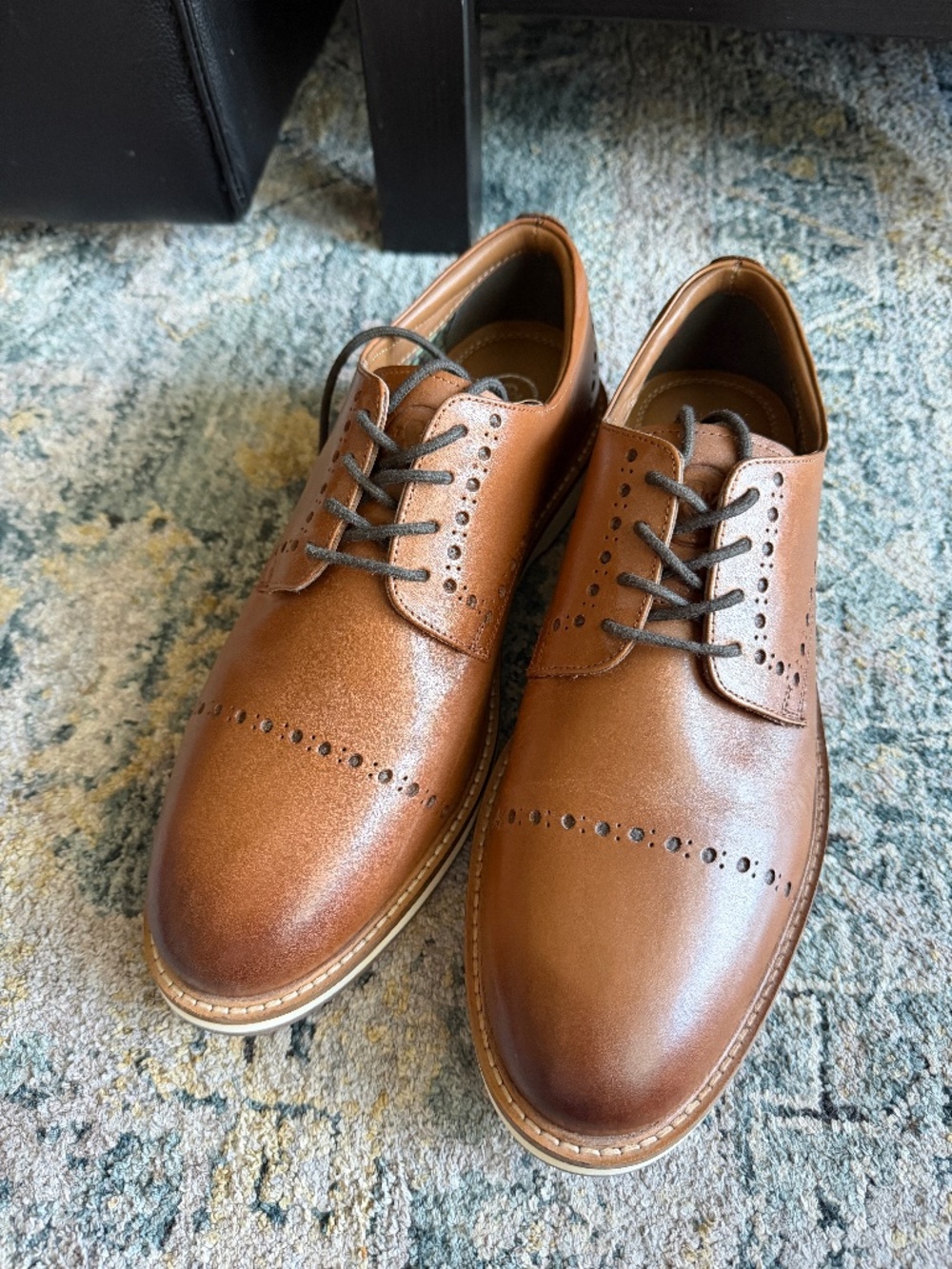 Thomas & Vine Men's Fremont Cap Brogue Derby Shoe Comfort Lace Up Brown SZ 9M